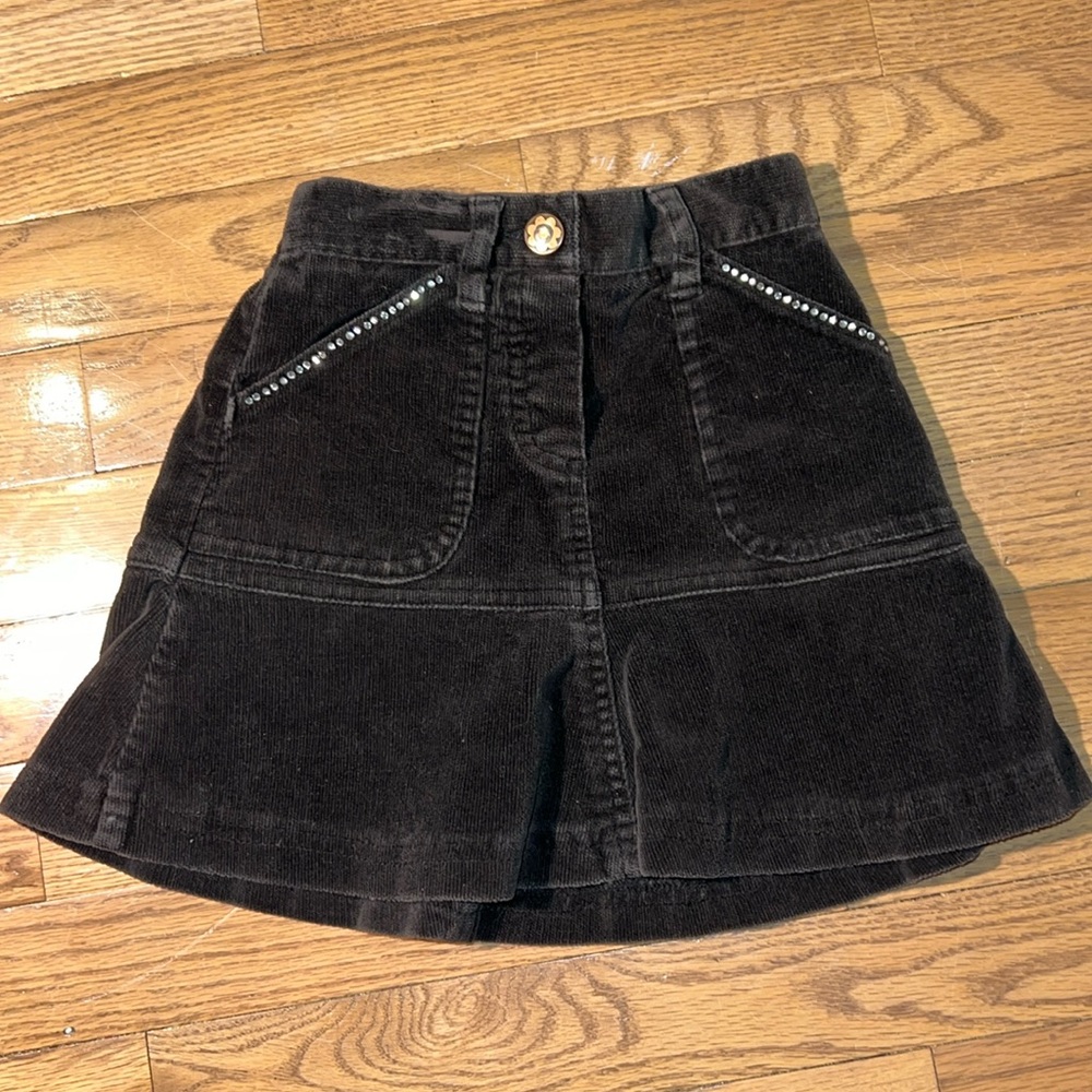 Girls cotton brown corduroy ruffle skirt